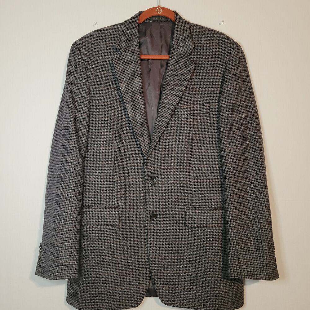 Lauren Ralph Lauren wool single breasted 2 button blazer sz 40L gray houndstooth